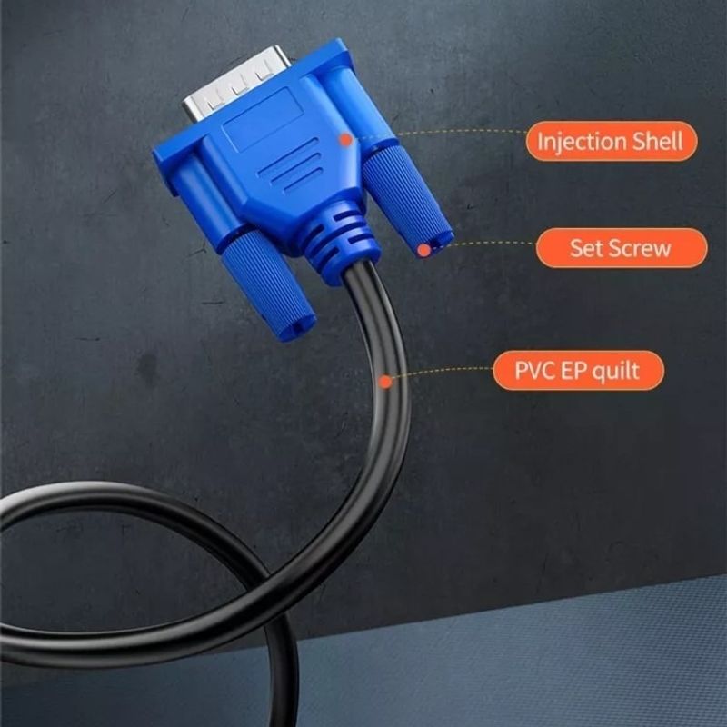 GENERICO - Cable Para Monitor VGA a VGA 3 Metros con Conector de 15 Pines