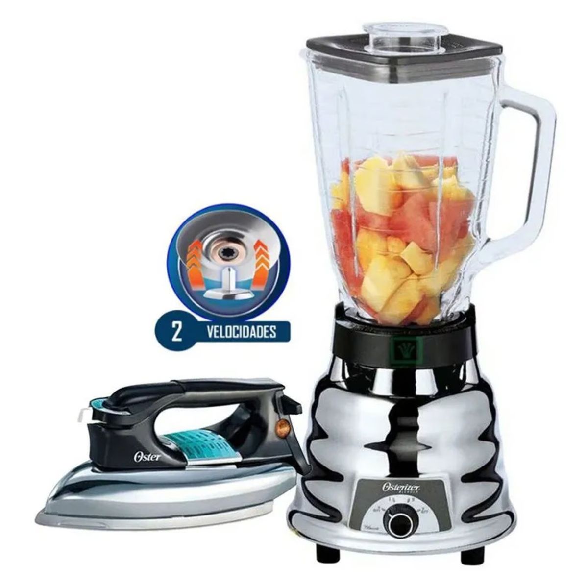 OSTER - COMBO OSTER LICUADORA 2V. 250-22 + PLANCHA PESADA 4119