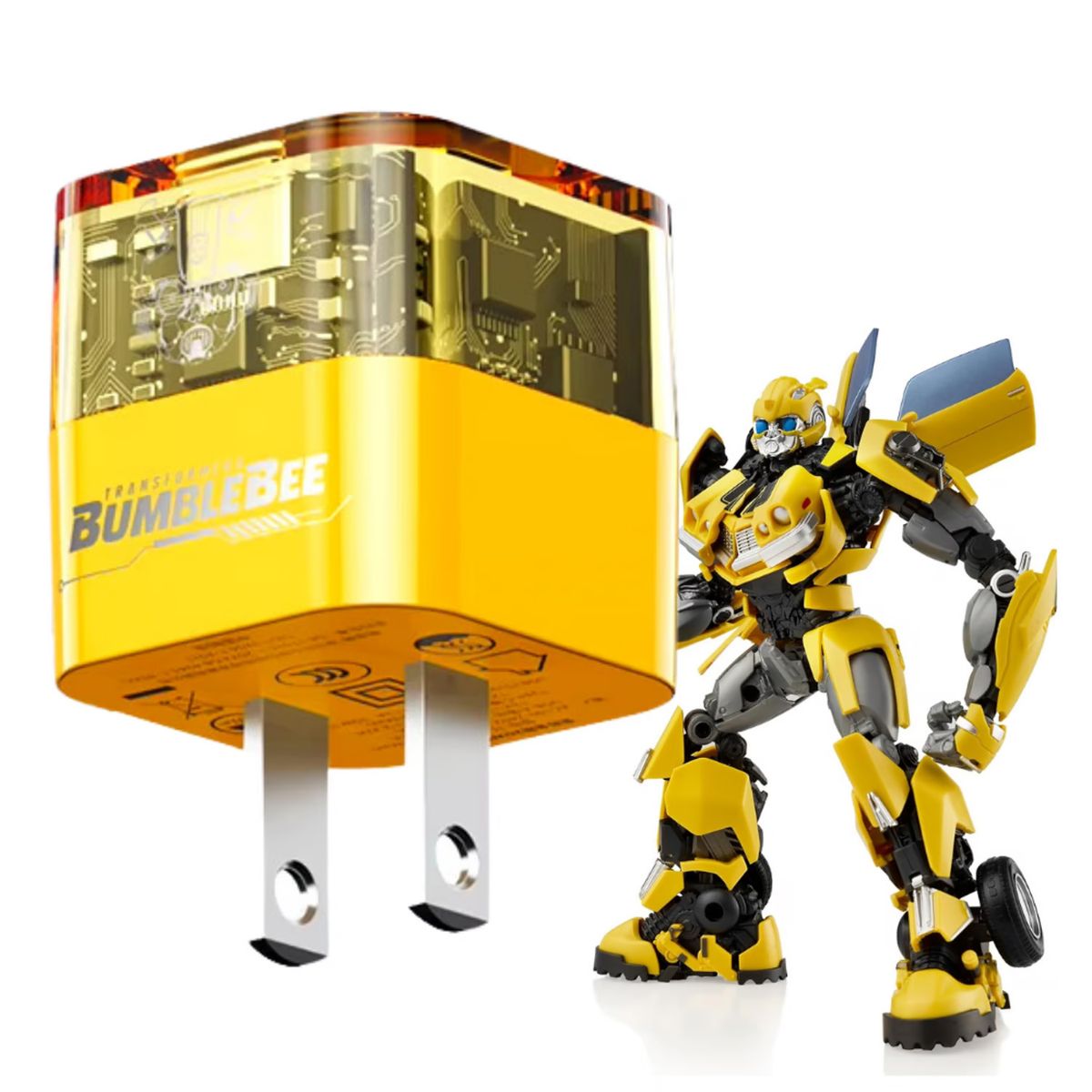 TRANSFORMERS - Cargador Transformers TF-K05 Amarillo 20w carga rápida USB C y USB A