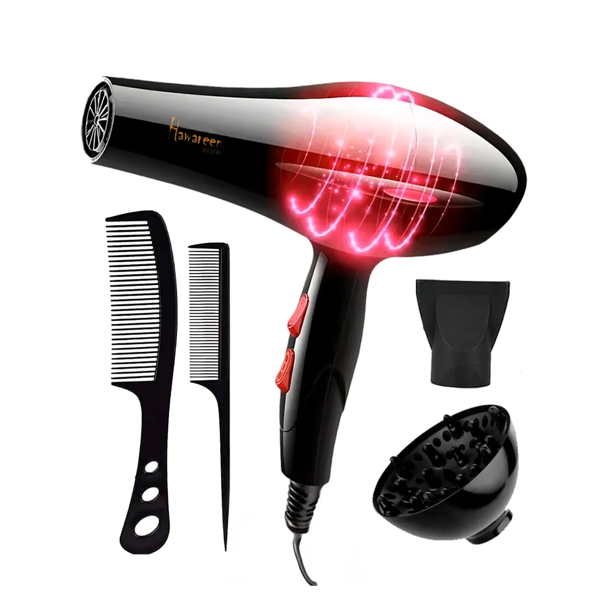 GENERICO - Secadora de Cabello 5000W con 4 accesorios