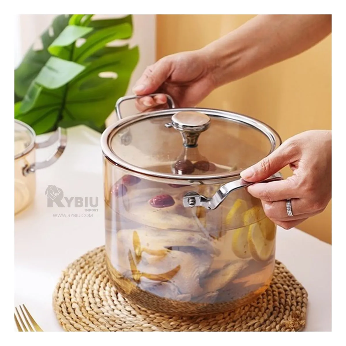 RYBIU IMPORT - Recipiente para Cocinar Arroz 35L Dorado Y+Ligas de Regalo