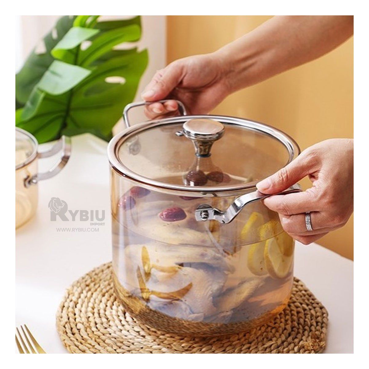 RYBIU IMPORT - Recipiente para Cocinar Arroz 35L Dorado Y+Ligas de Regalo