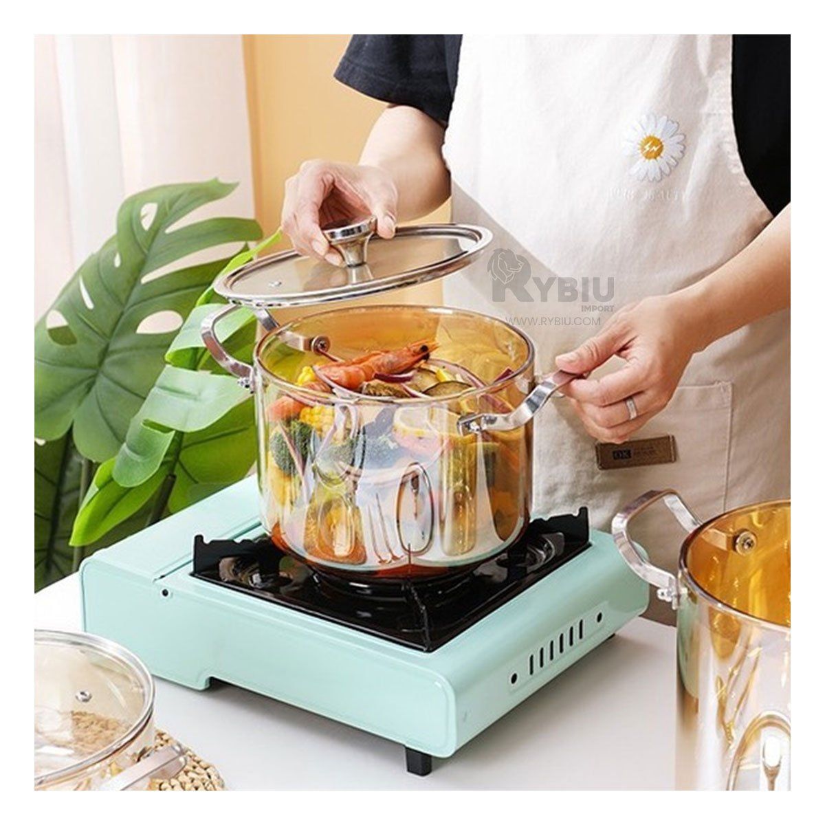 RYBIU IMPORT - Recipiente para Cocinar Arroz 35L Dorado Y+Ligas de Regalo