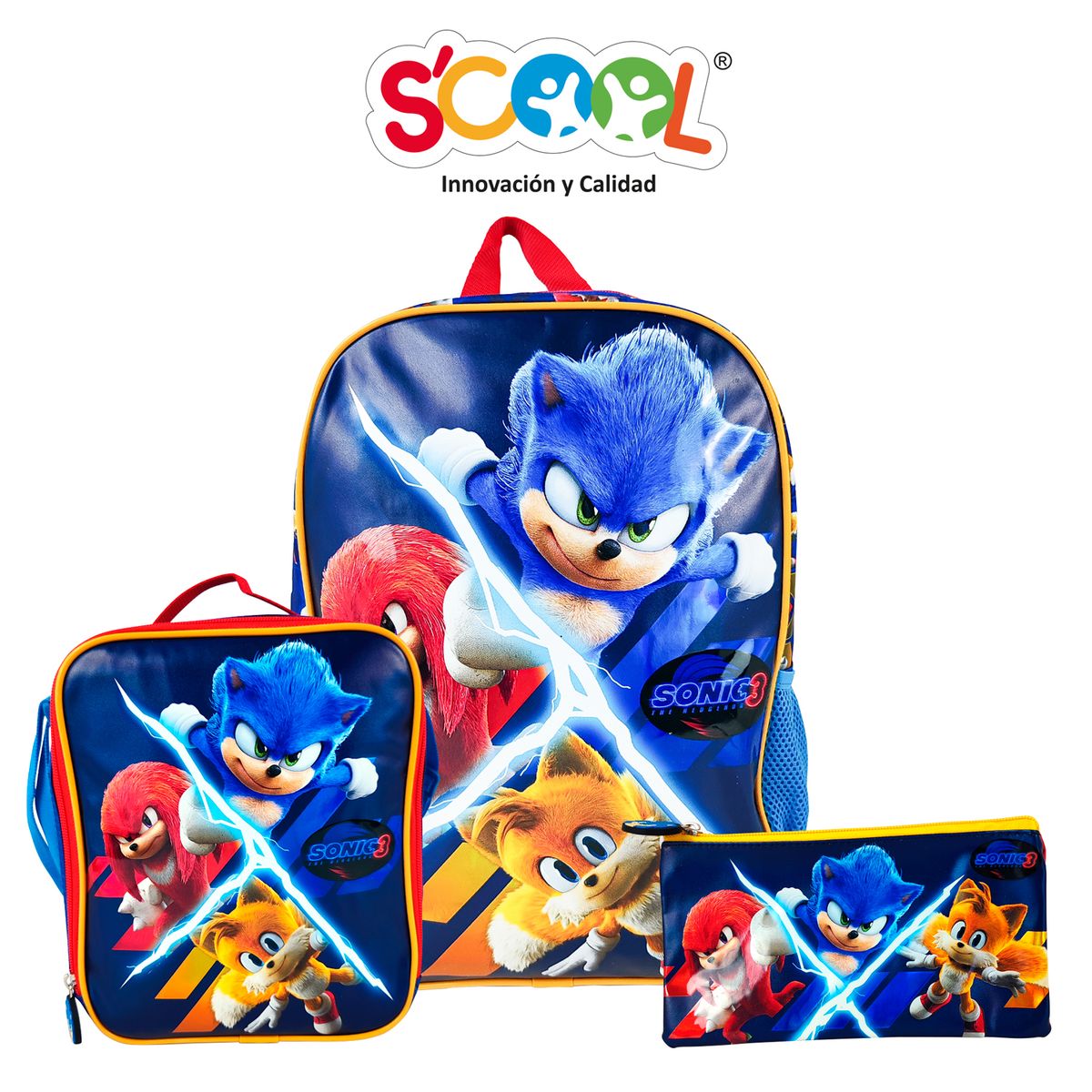SCOOL - Scool-Set Kombat Mochila Oficio 1 Bol Tela c/PVC Sonic Movie