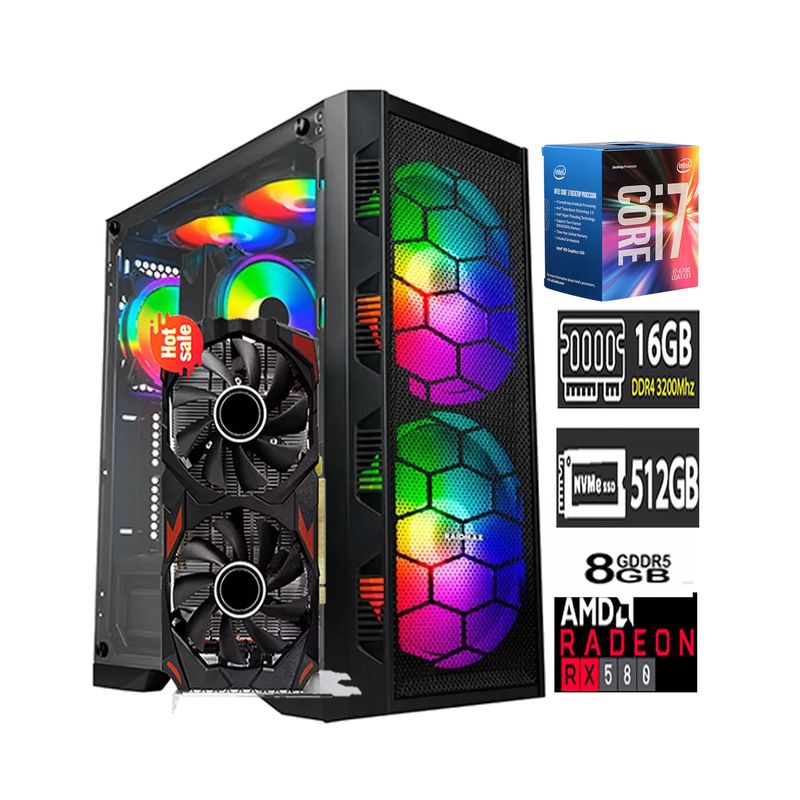 Computadora PC GAMER Core I7 6700 16GB RAM SSD 500GB Tvideo RX 580
