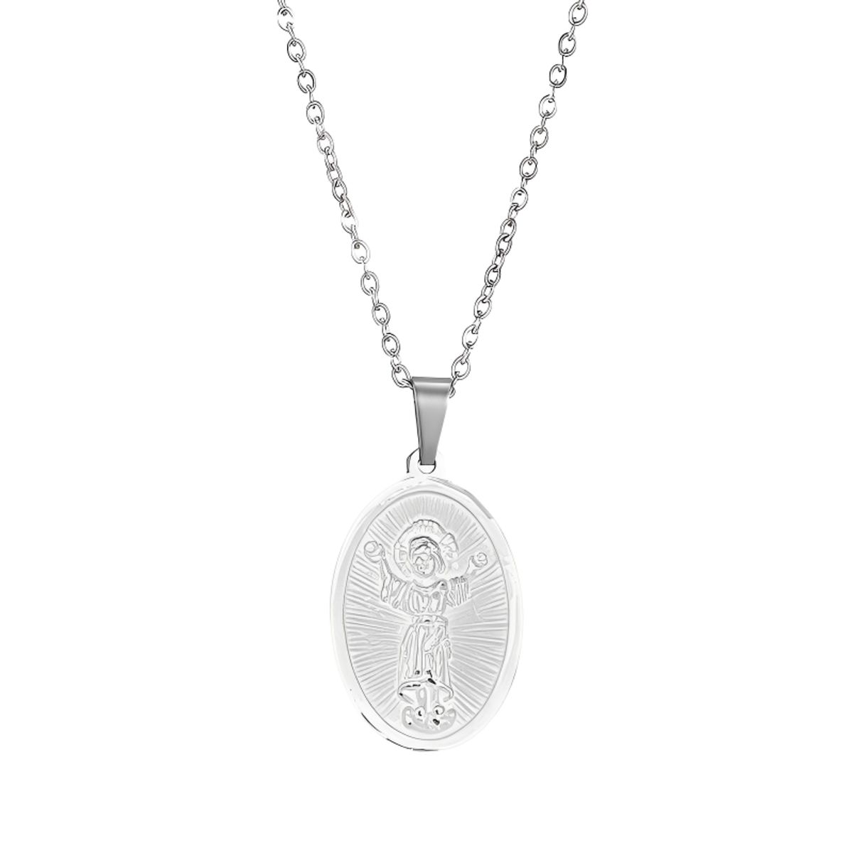 KARMY - Collar Hombre Medalla Divino Niño Joya Regalo Plata