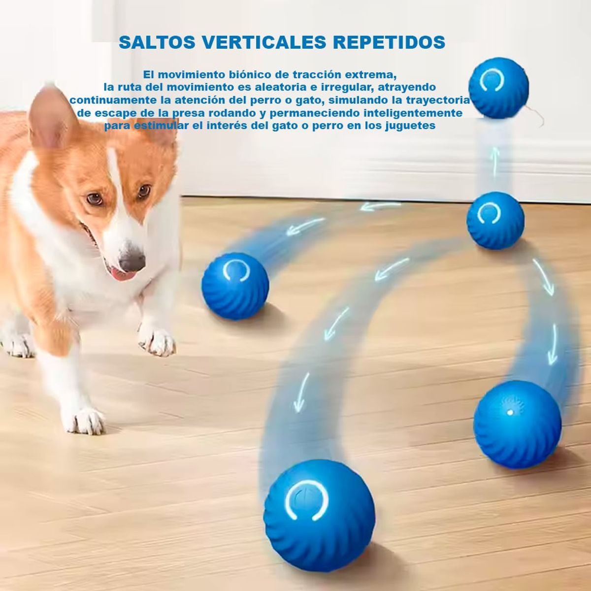 CAT - Juguete para Gatos Perros Pelota Salta Luces USB 5-5cm Azul