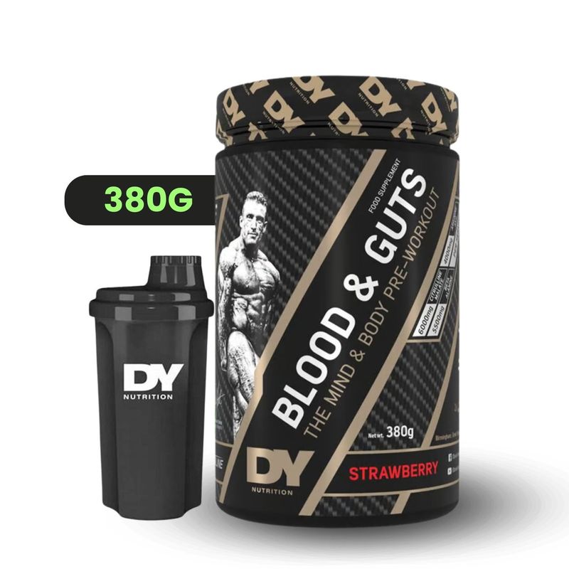 DORIAN YATES - BLOOD & GUTS - DY NUTRITION - 380 GR - 40 SERV - PRE ENTRENO - FRESA