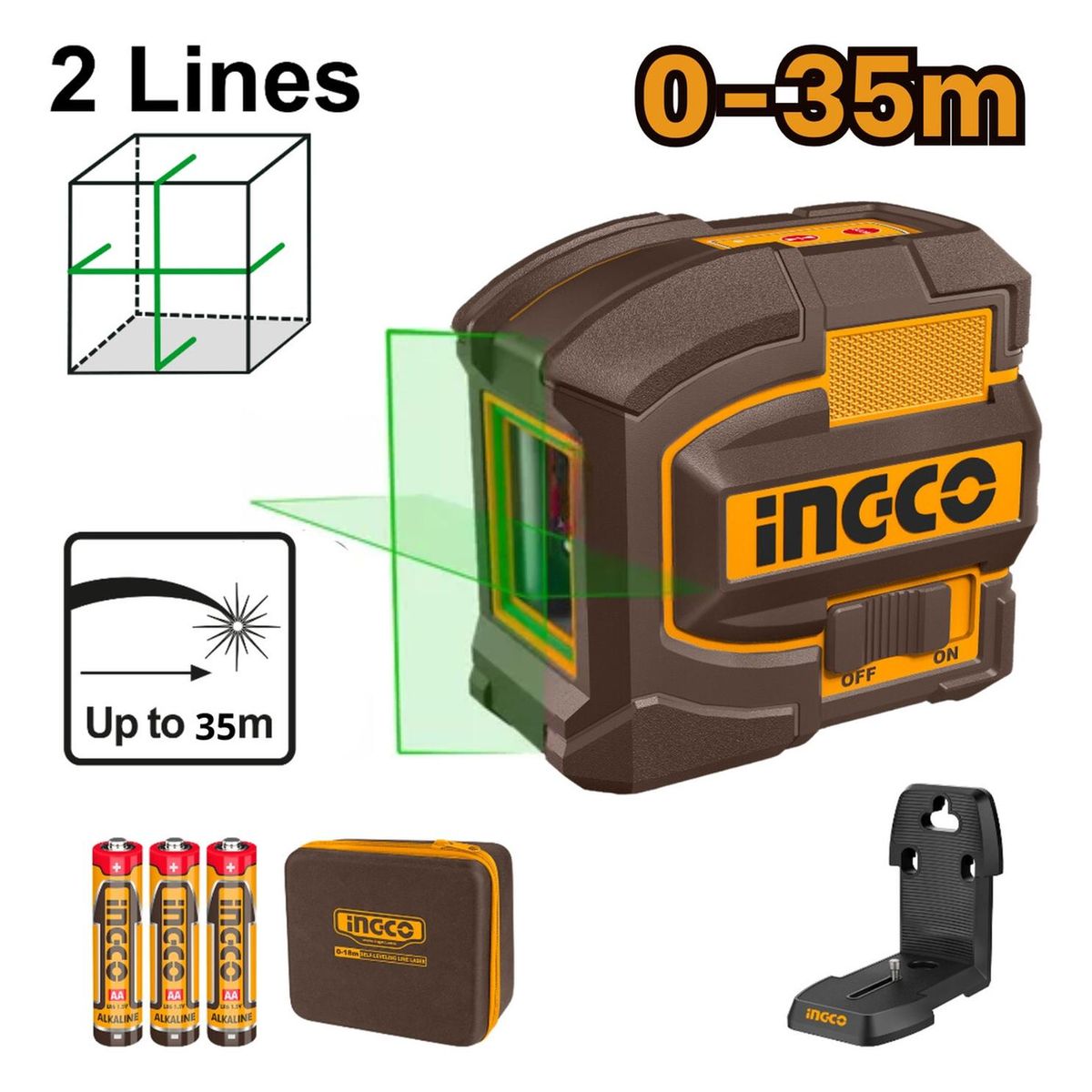 INGCO TOOLS - Nivel laser 35m + medidor de distancia 75m Ingco