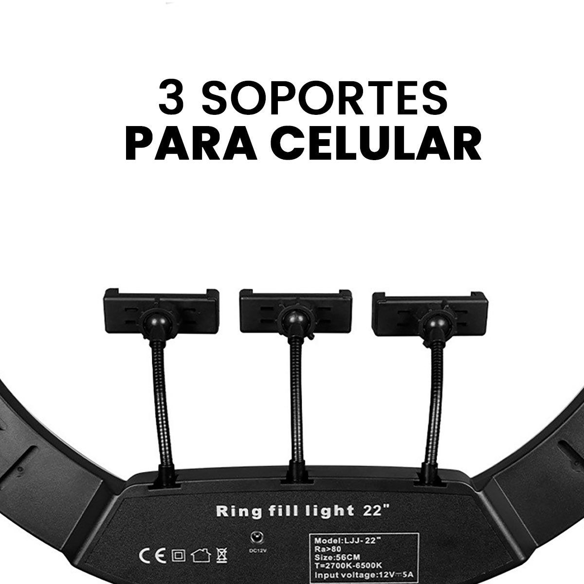 GENERICO - Aro con Luz Led 56cm + Trípode + Control Remoto + Tactil