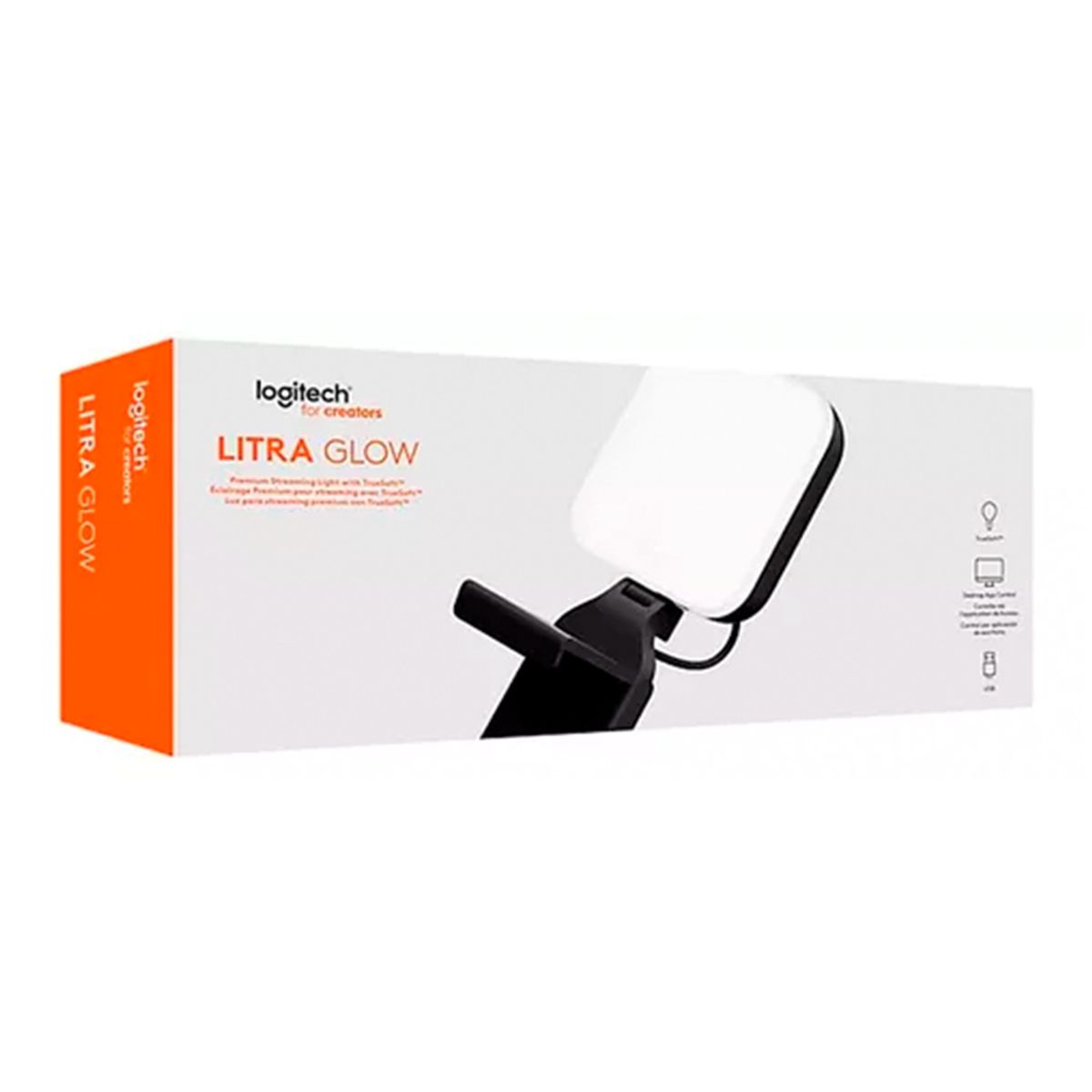 LOGITECH - LUZ PREMIUM PARA STREAMING LOGITECH LITRA GLOW USB-A CON CABLE NEGRO