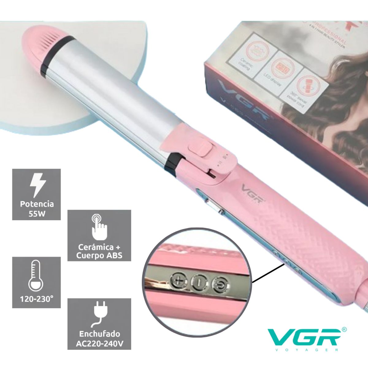 GENERICO - Rizador Ondas VGR V-563 4 en 1