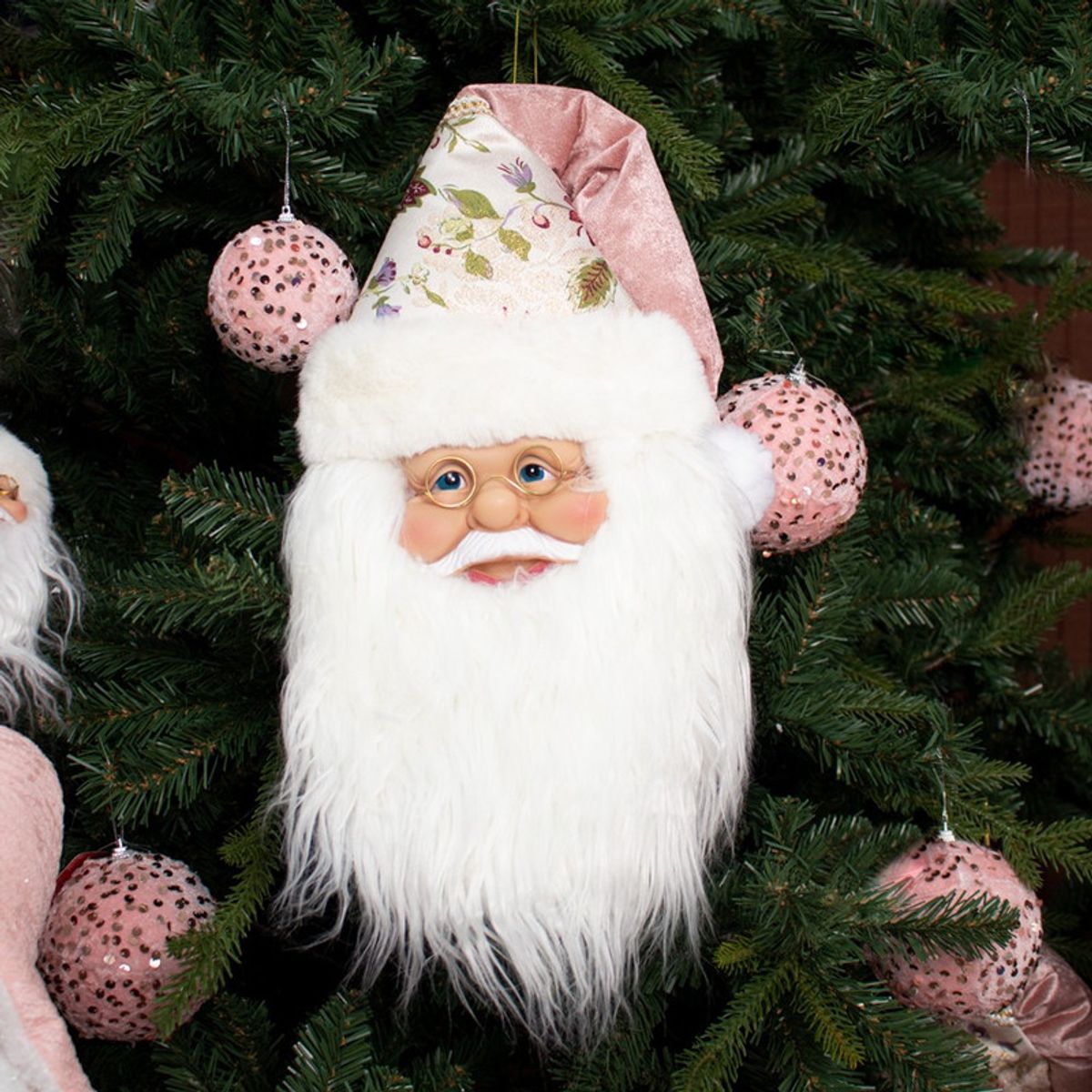 PANADECOR - Accesorios Árbol Navidad Panadecor Rostro Papa Noel 50Cm Rosado Poliresina