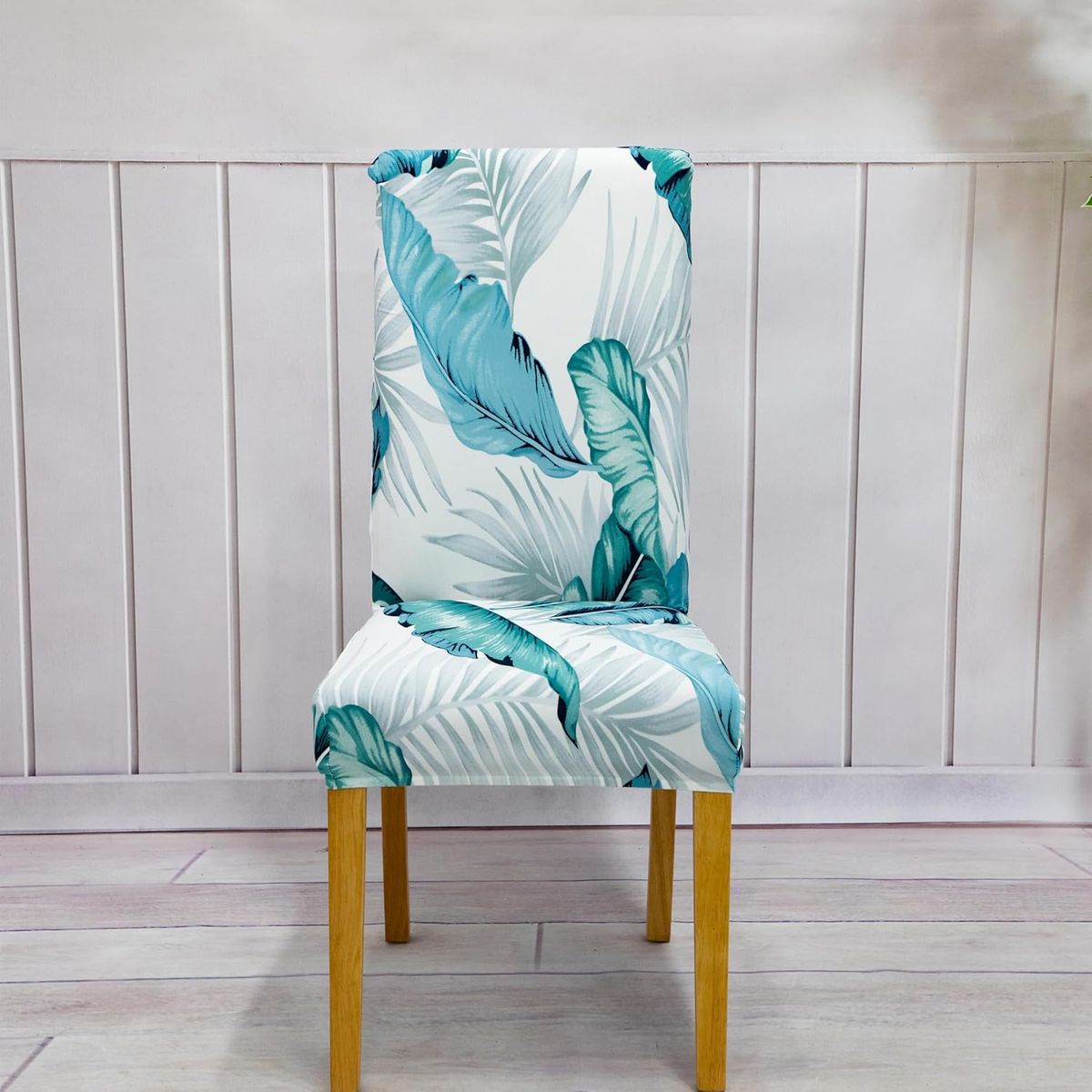 GENERICO - Funda de Sillas Pack 6und  Estampado Pluma Turquesa