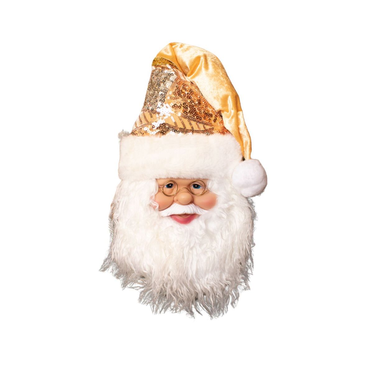PANADECOR - Accesorios Árbol Navidad Panadecor Rostro Papa Noel Dorado 50Cm Poliresina