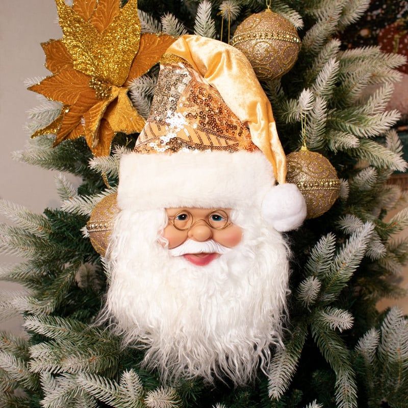 PANADECOR - Rostro de Papá Noel Colgante Dorado 50 cm
