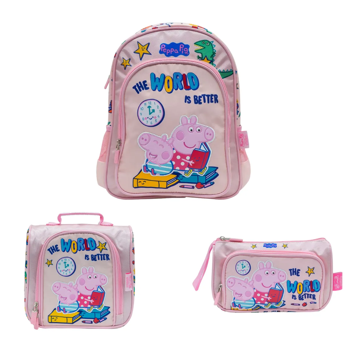 CHILDRENS CLUB - Set de Mochila escolar x3 piezas -  Peppa Pig