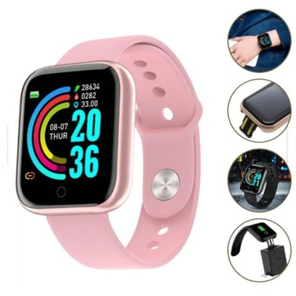 GENERICO - Reloj Inteligente Smartwatch Fit D20 Rosa mate