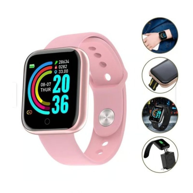 GENERICO - Reloj Inteligente Smartwatch Fit D20 Rosa mate