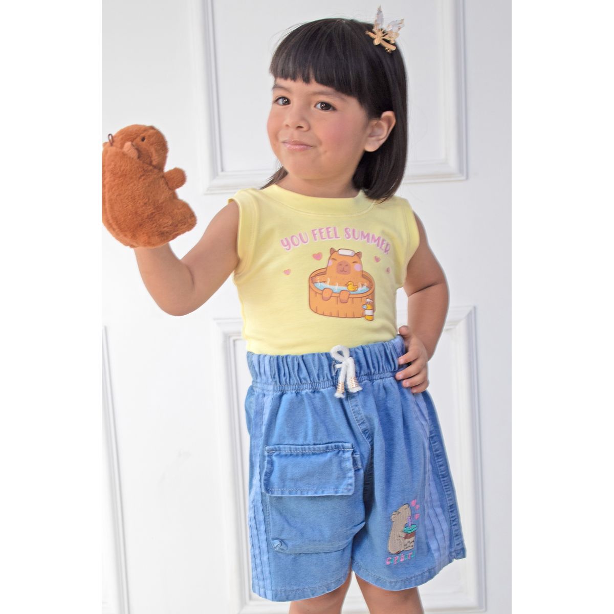 KIDS MASHMELO - SHORT PARA NIÑA CAPIBARA CORDONES KIDS MASHMELO
