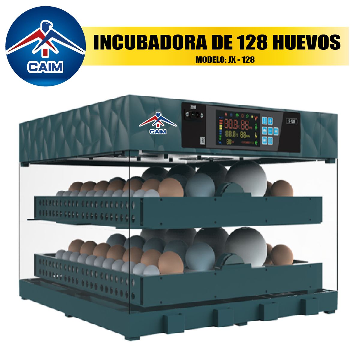 INCUBADORA DE 128 HUEVOS MARCA CAIM INCUBADORAS, marca CAIM - Foto Principal
