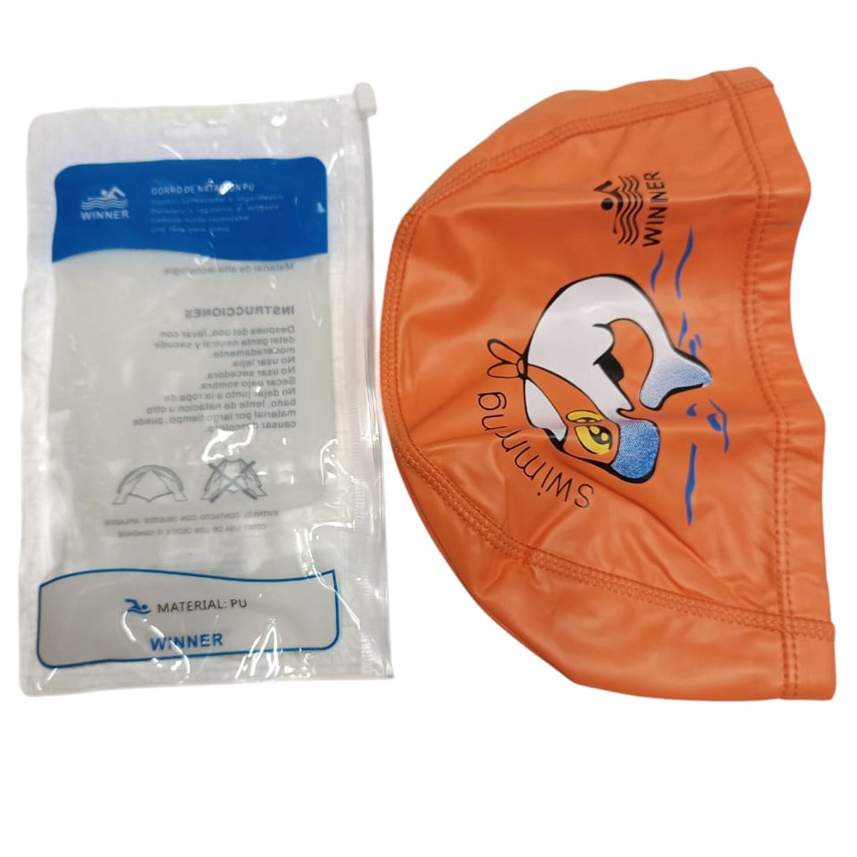 WINNER - GORRO DE NATACION TELA CON PU ANARANJADO