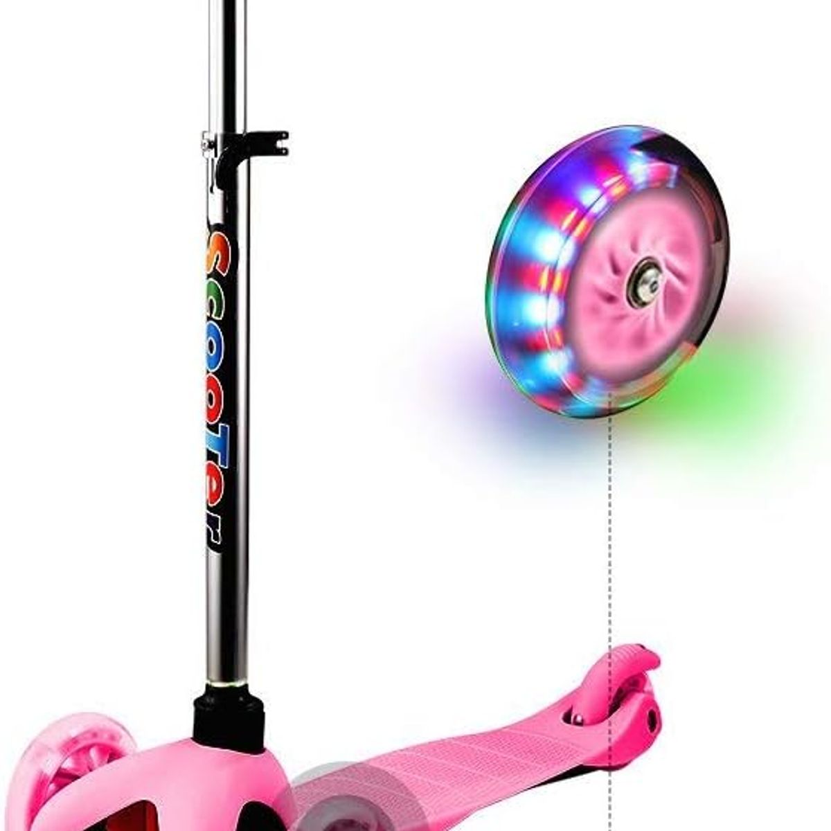 GENERICO - Scooter Plegable con Ruedas de Luces para Niñas - Rosado