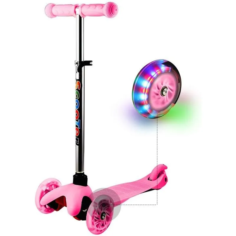 GENERICO - Scooter Plegable con Ruedas de Luces para Niñas - Rosado