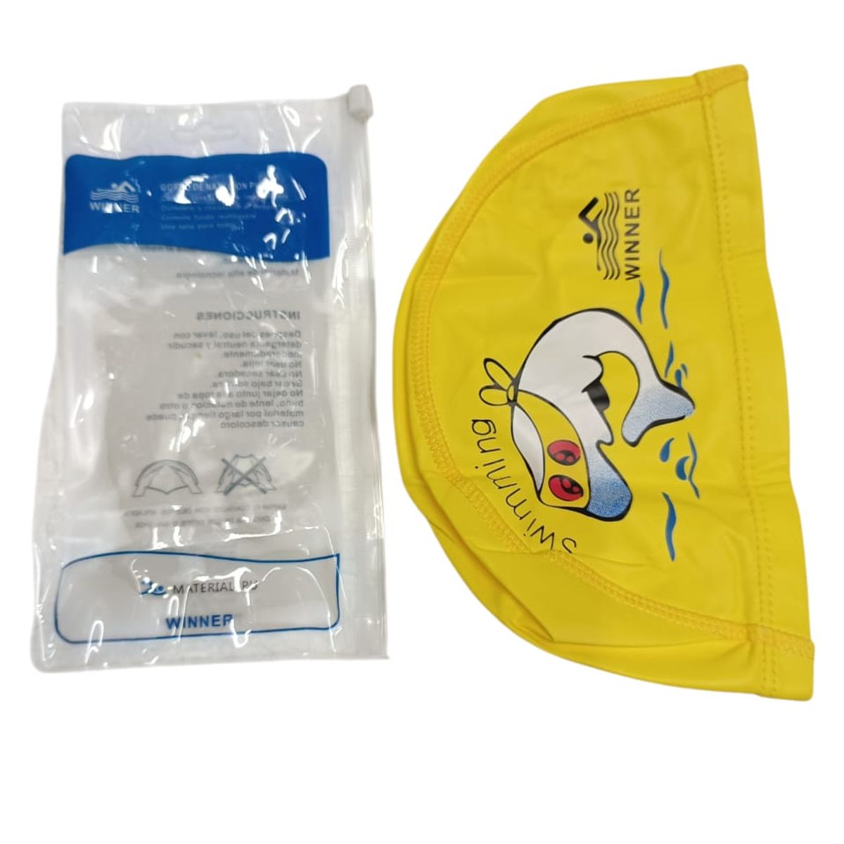WINNER - GORRO DE NATACION TELA CON PU AMARILLO
