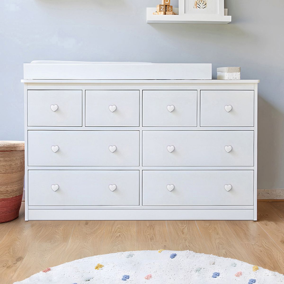 GENERICO - Cómoda Cambiador Para Bebé Sweet Dreams 8 Cajones Blanco 140 cm Huk