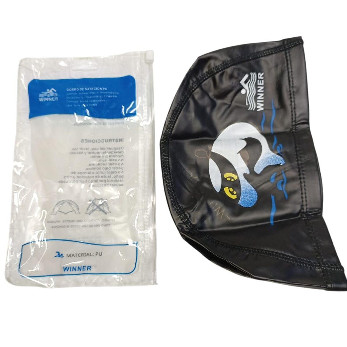 WINNER - GORRO DE NATACION TELA CON PU NEGRO