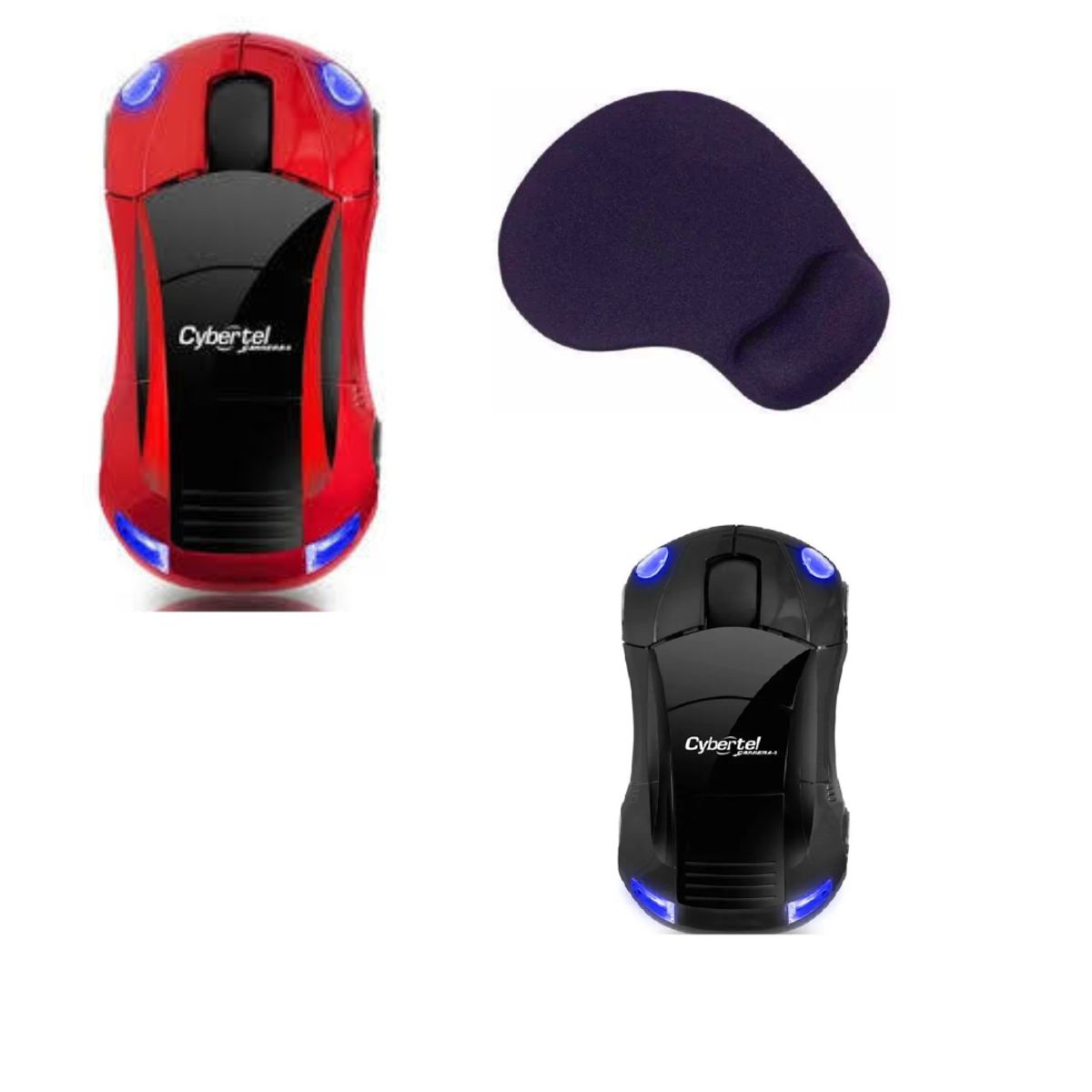 CYBERTEL - Mouse Cybertel Inalambrico Modelo Carrito Carrera 1000dpi + pad
