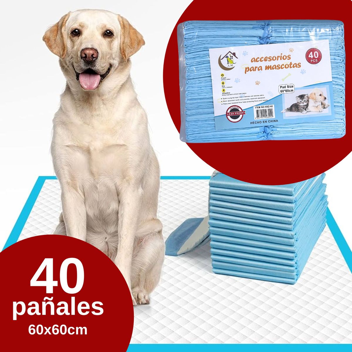 GENERICO - Pañales de Entrenamiento - 40 Unidades de 60x60cm