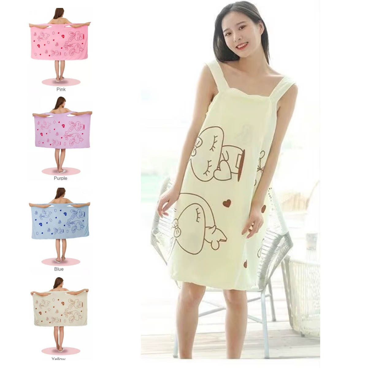 GENERICO - bata de baño de microfibra ligera de verano