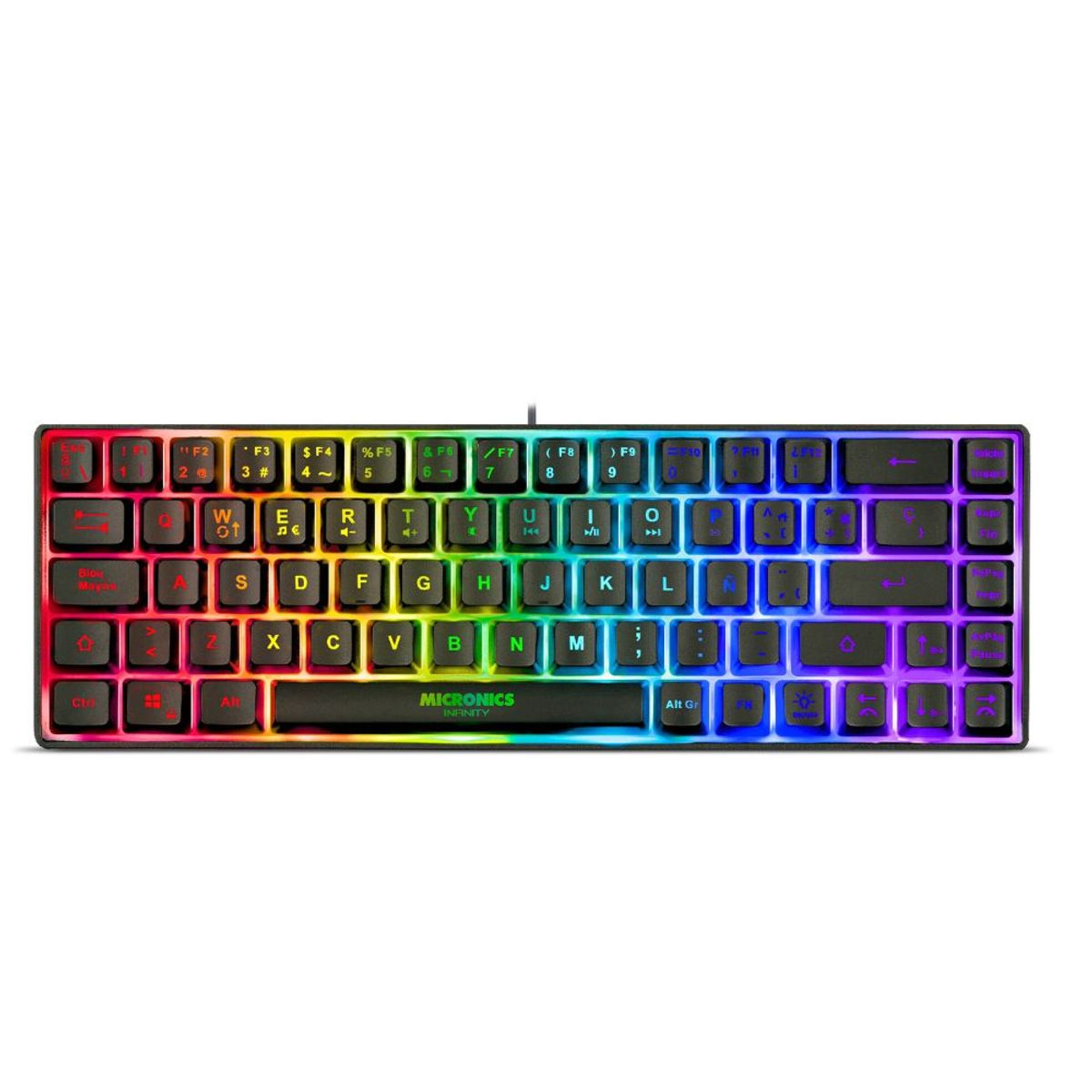 MICRONICS - Teclado Gamer Semi Mecánico Micronics Infinity Luces Led Rgb