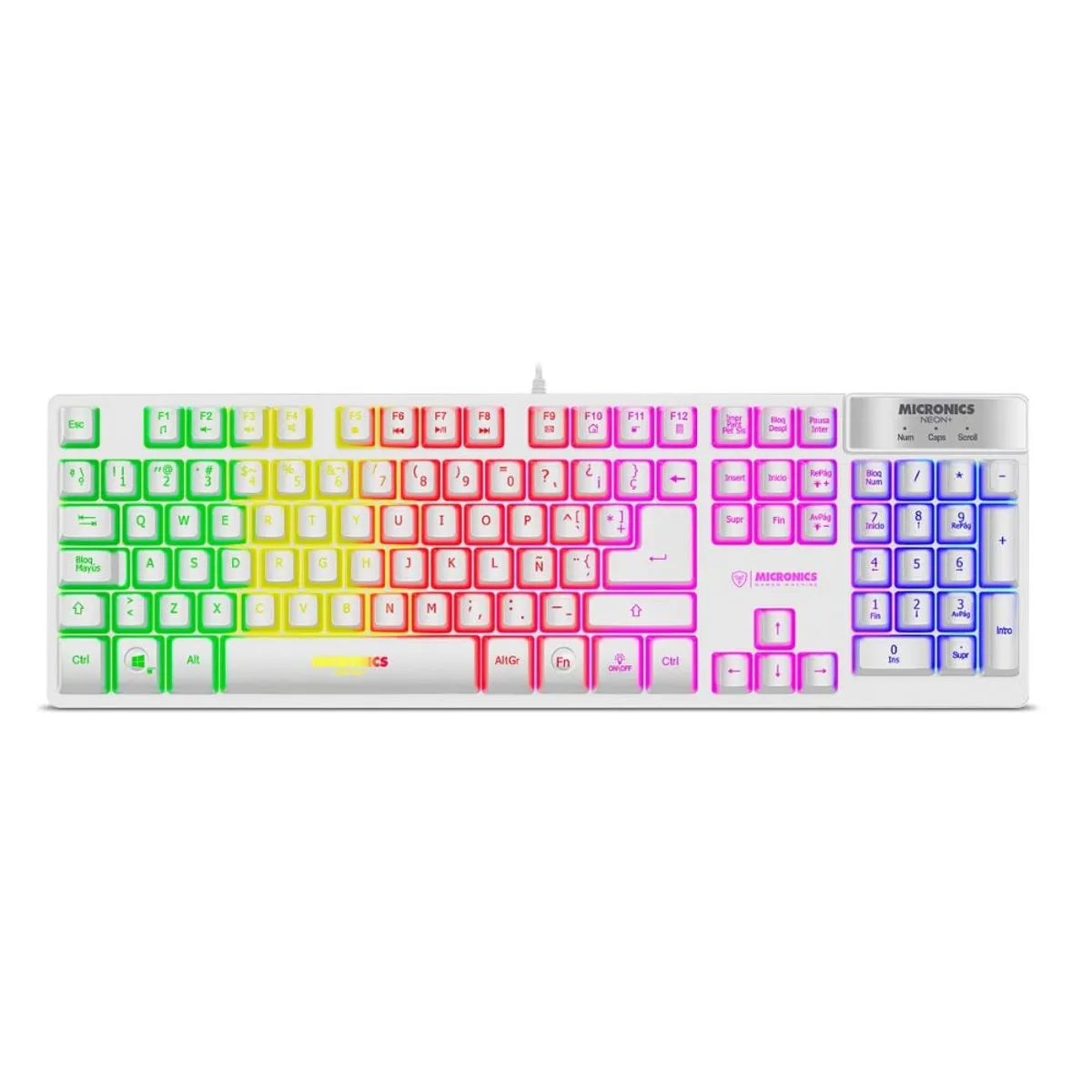 MICRONICS - Teclado Gamer Semi Mecánico Micronics Neon White Rgb