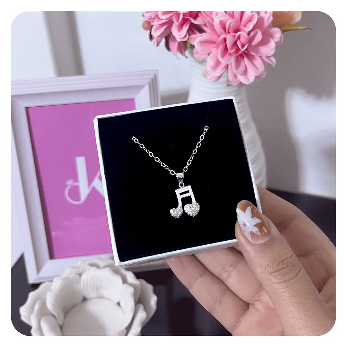 KARMY - Collar Mujer Nota Musical Sonido Regalo Novia Joya Plata 925