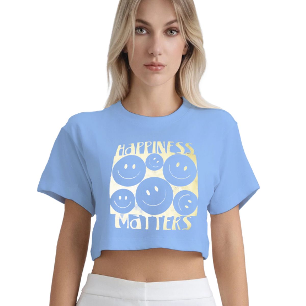 GENERICO - POLO CROP TOP HAPPINESS