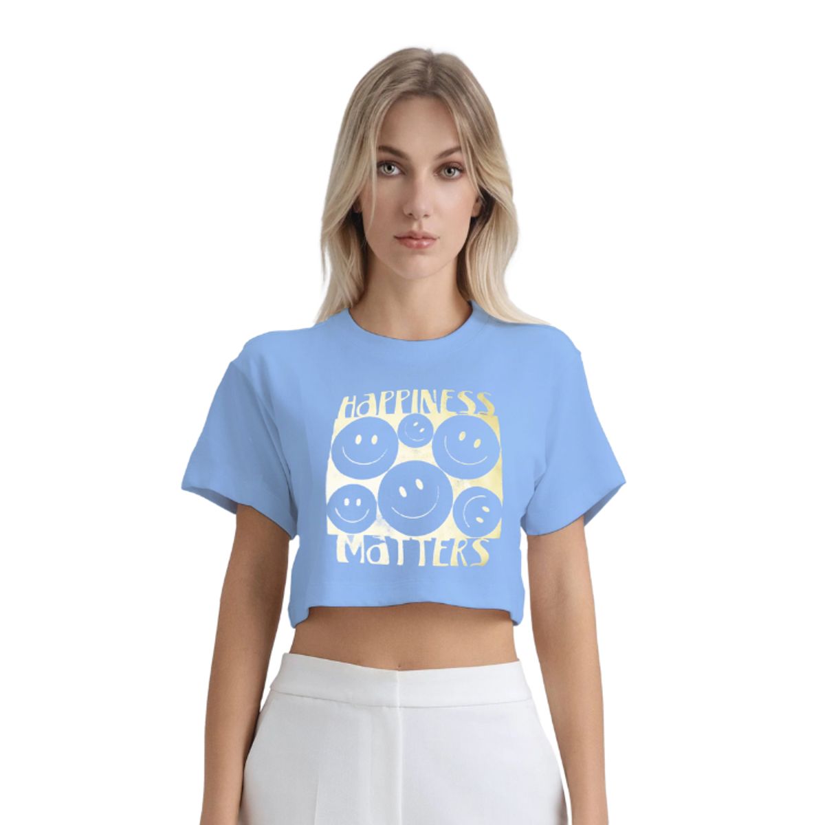 GENERICO - POLO CROP TOP HAPPINESS