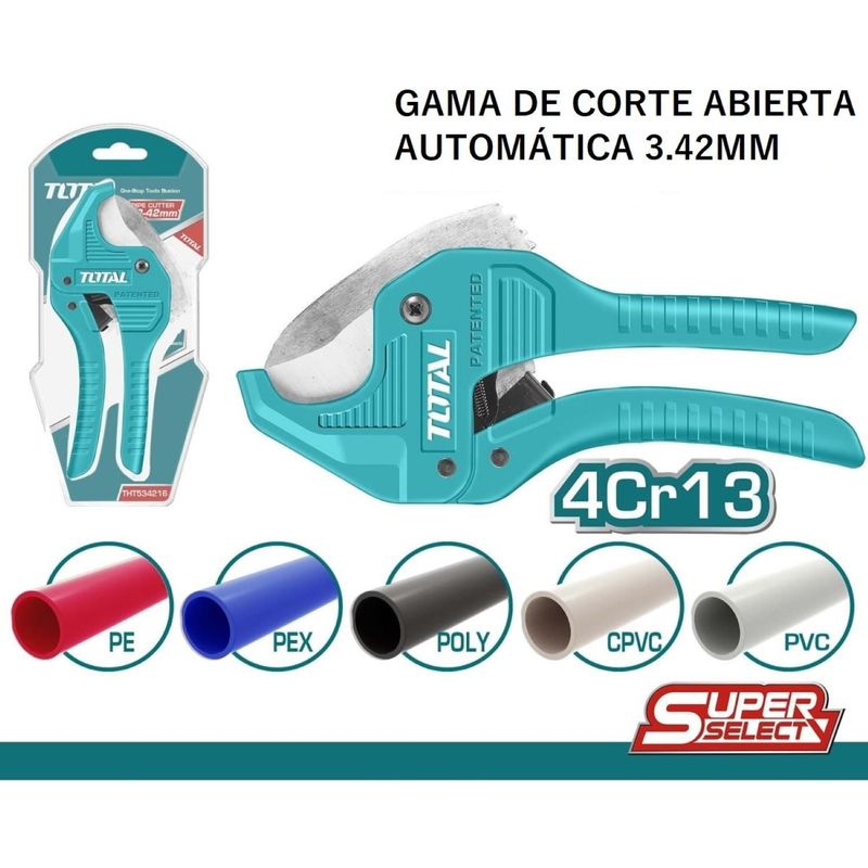 TOTAL TOOLS - CORTADOR DE TUBOS DE PVC 193MM TOTAL -THT534216
