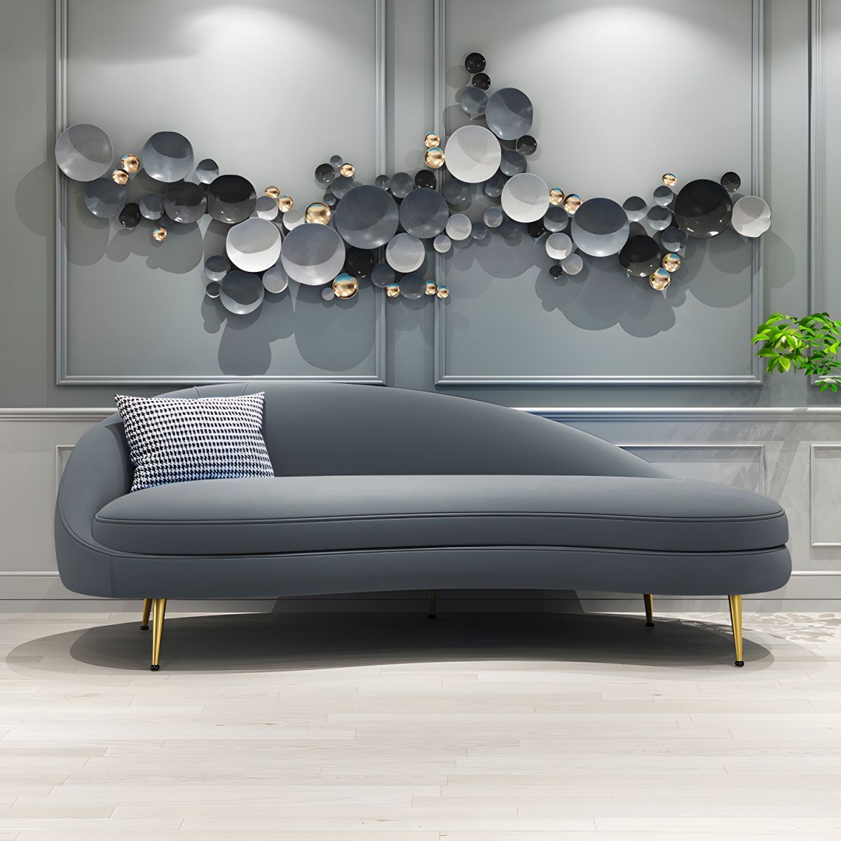 GENERICO - Sofa Curvo Francisca 3 cuerpos Derecho - Gris