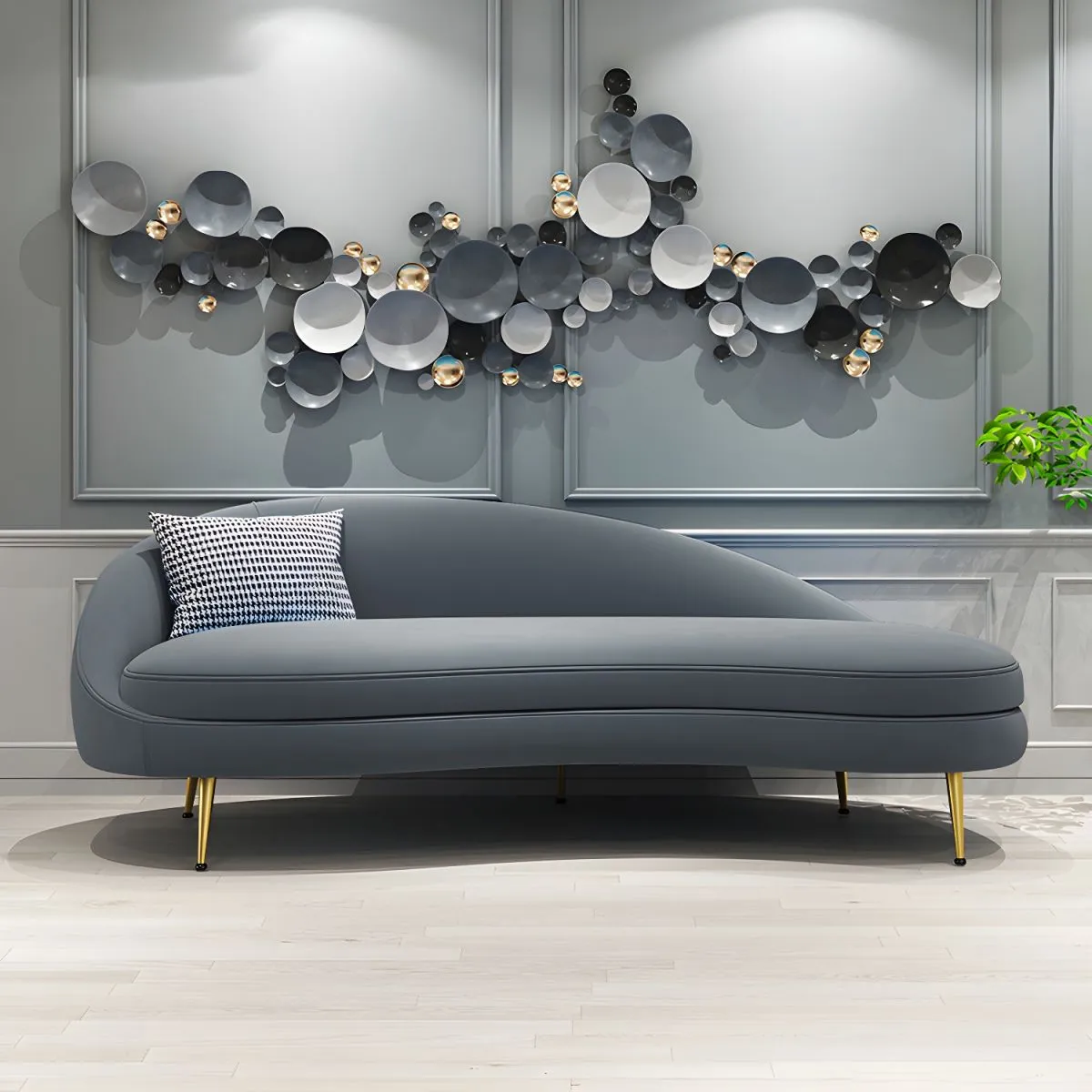 GENERICO - Sofa Curvo Francisca 3 cuerpos Derecho - Gris