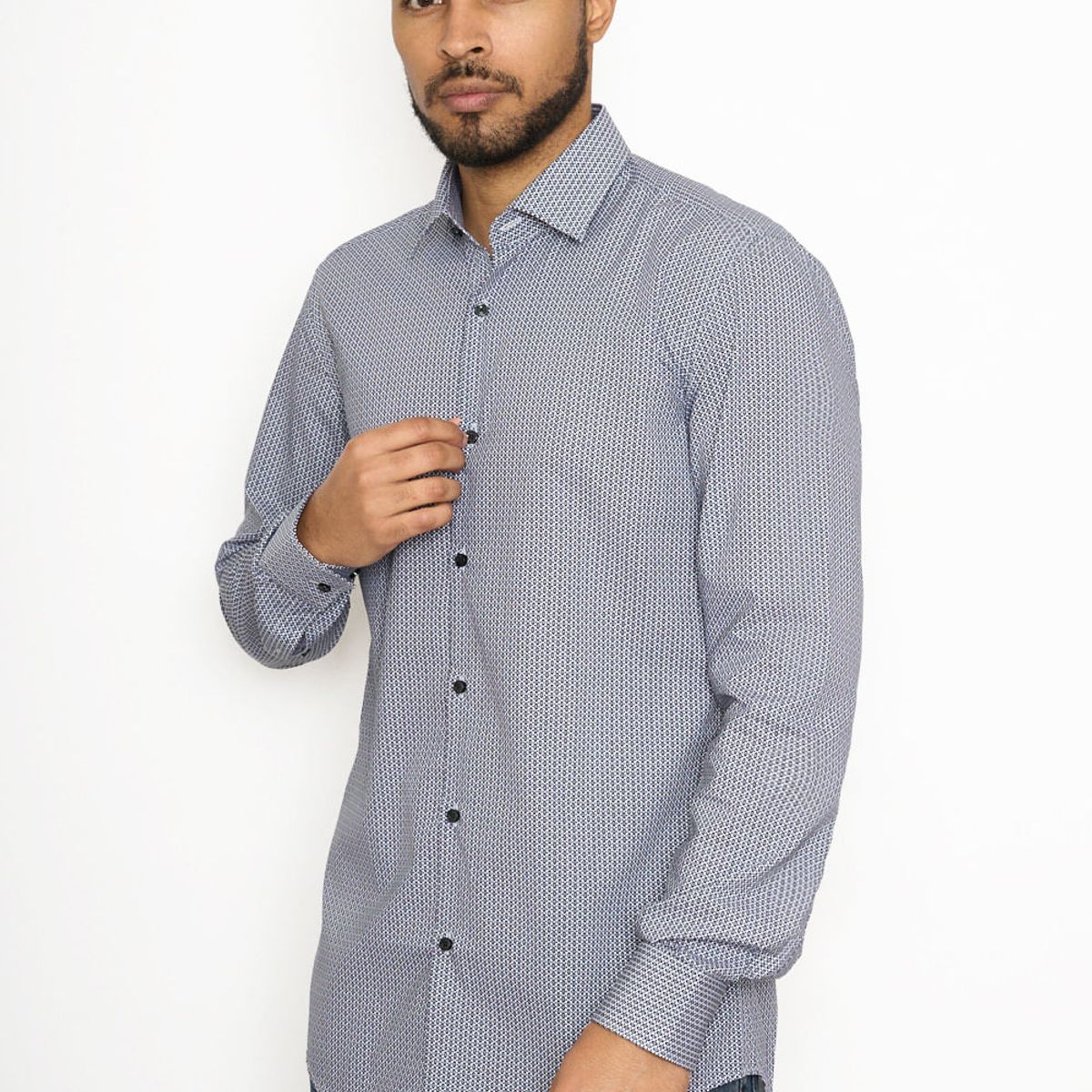 HUGO BOSS - Hugo - Camisa slim fit en popelín de algodón estampado