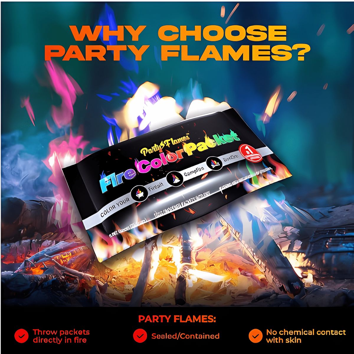 GENERICO - Paquete que cambian de color a la fogata -  Party Flame x1