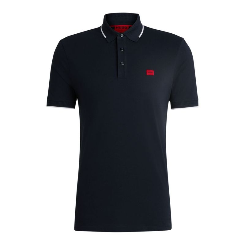 HUGO BOSS - Hugo - Polo slim fit de piqué de algodón con etiqueta con logo roja
