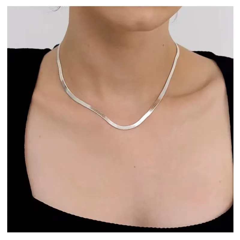 OEM - CADENA PLANA MUJER FINO ACERO INOXIDABLE 316L PLATEADO