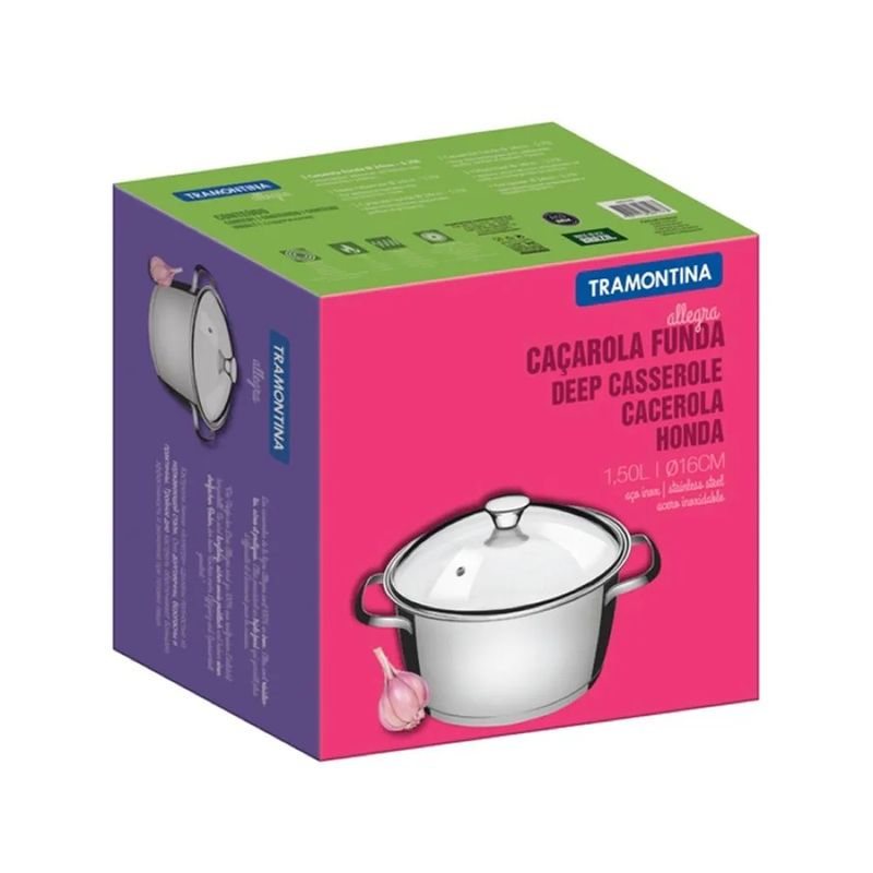 TRAMONTINA - Olla de Acero 18 cm (2.20 L) Allegra T/Vid - Tramontina - 10116235