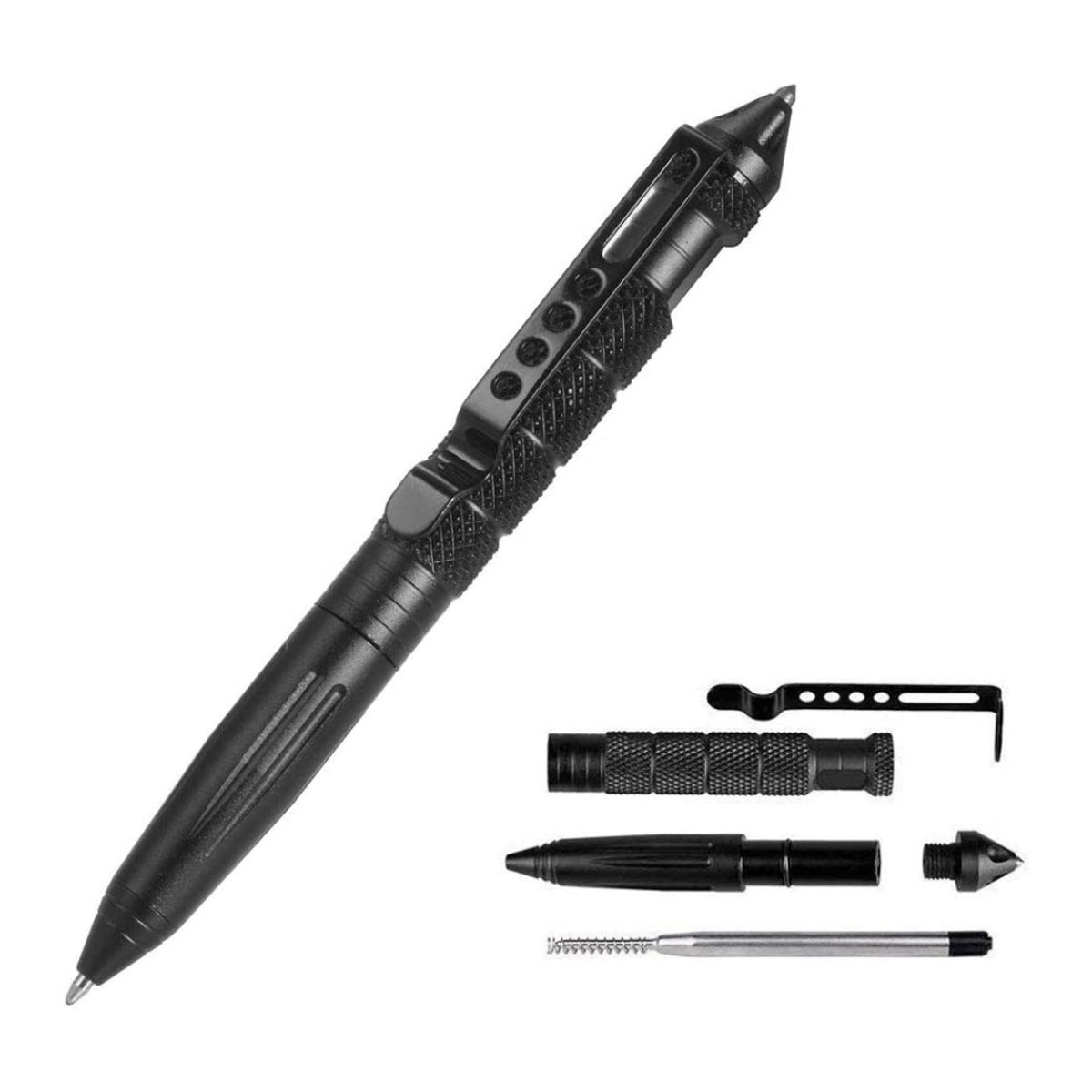 GENERICO - Lapicero Táctico Aluminio Rompe Vidrio C Tarjeta Multiusos