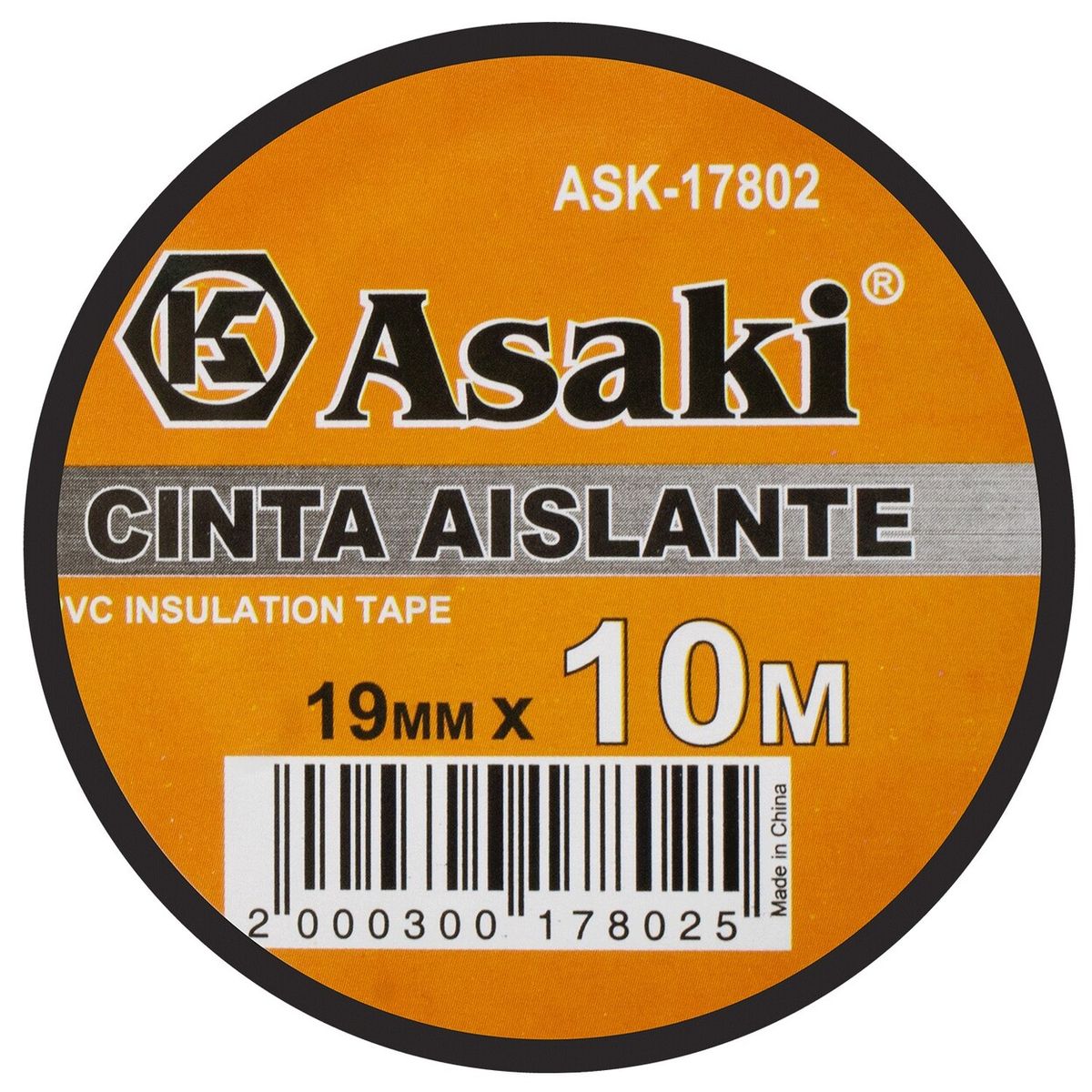 ASAKI - Cinta Aislante Negro 013mmx19mmx10y Pack x 12unid