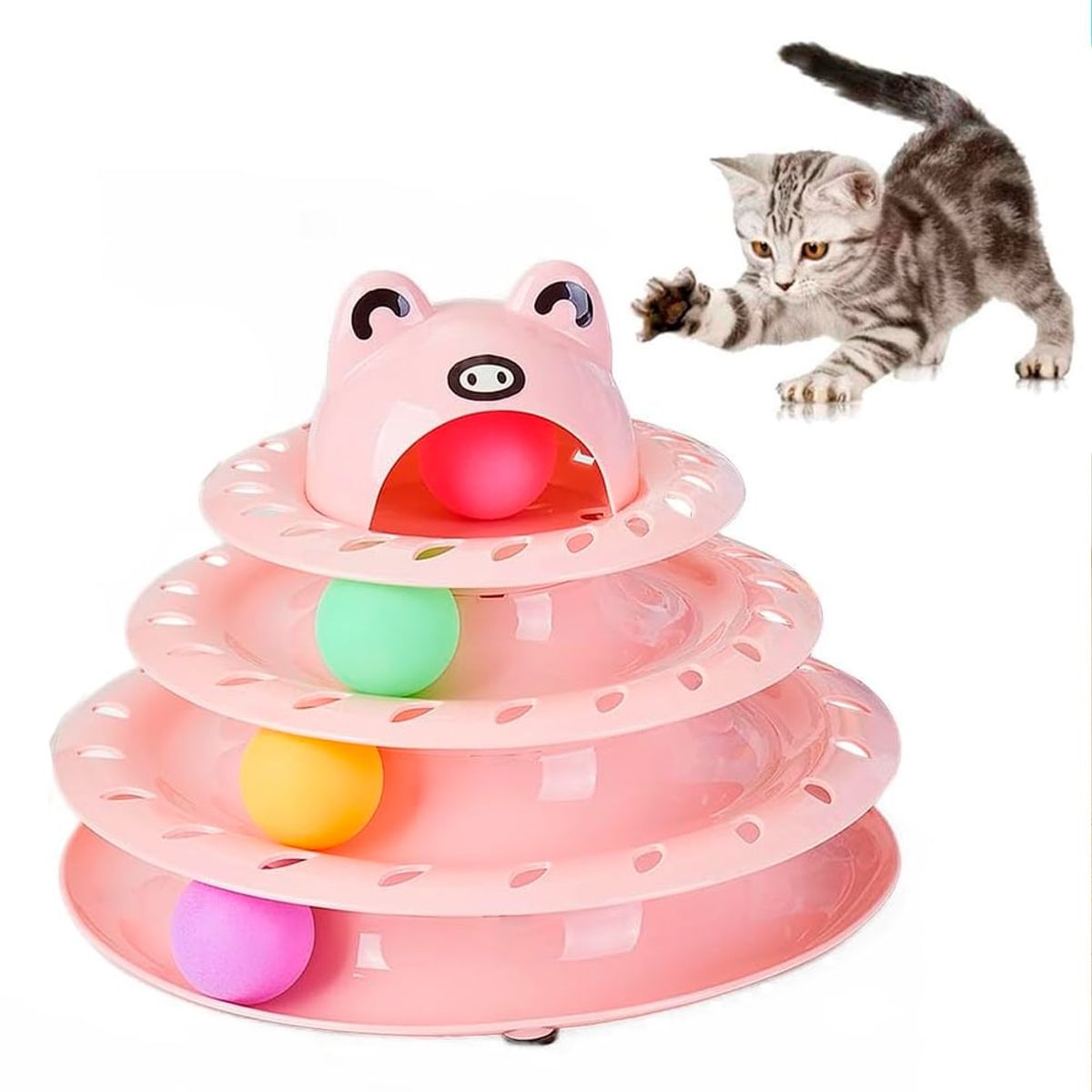 GENERICO - Torre Juguete Interactivo para Gatos - Rosa  4 niveles